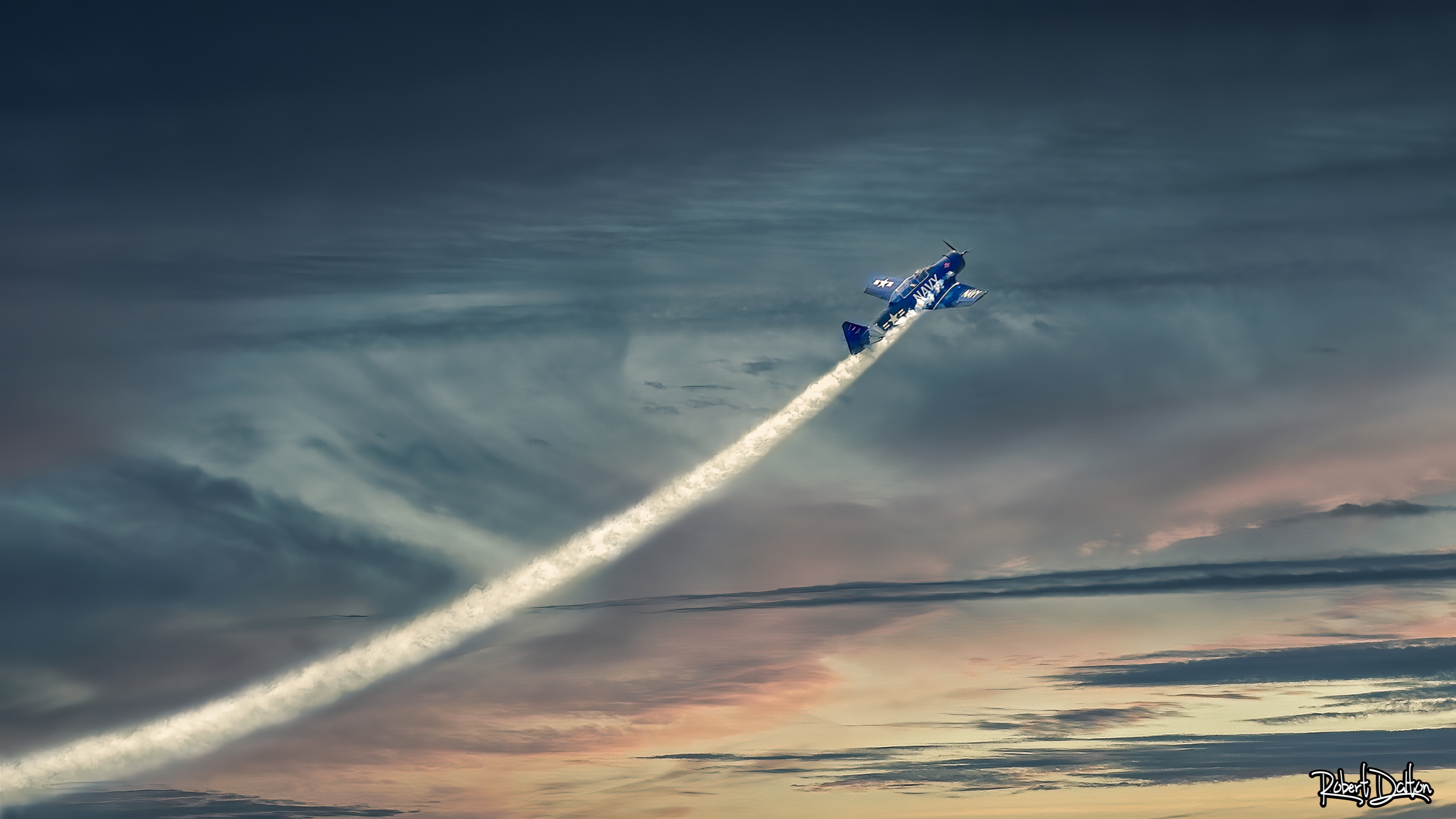 Navy T-6 at sunset